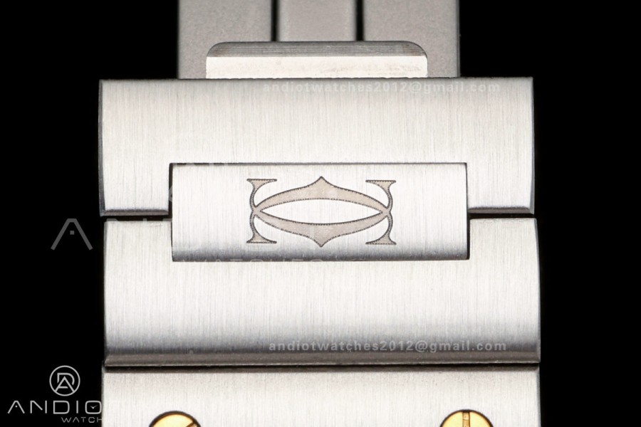 Santos W2SA0033 27x34mm DRF 1:1 Best Edition Silver Dial ON SS/YG SmartLinks Bracelet Ronda Quartz