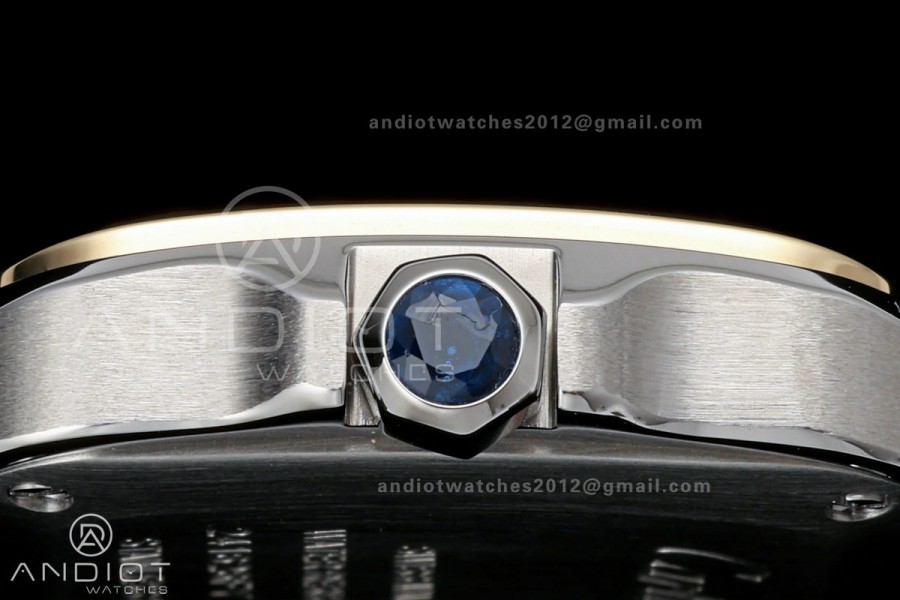 Santos W2SA0033 27x34mm DRF 1:1 Best Edition Silver Dial ON SS/YG SmartLinks Bracelet Ronda Quartz