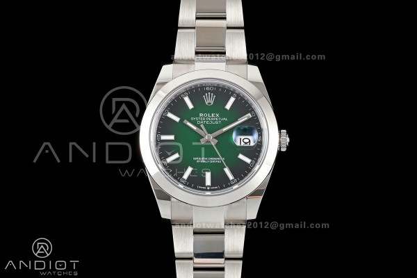 DateJust 41 126300 SEEK 1:1 Best Edition 904L Steel Green Ombre Dial on Oyster Bracelet VR3235
