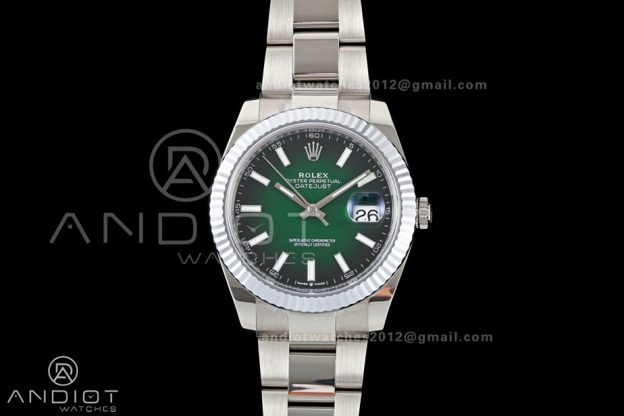 DateJust 41 126334 SEEK 1:1 Best Edition 904L Steel Green Ombre Dial on Oyster Bracelet VR3235