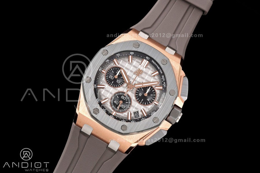 Royal Oak Offshore 26420OI RG Titanium Bezel DDF 1:1 Best Edition Gray/Black Dial on Gray Rubber Strap DD4401 Super Clone