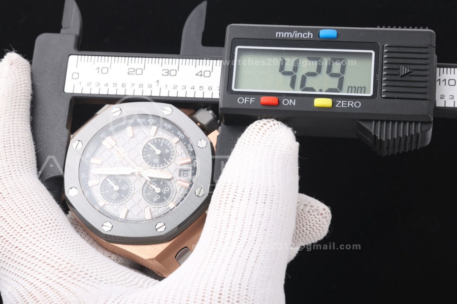 Royal Oak Offshore 26420OI RG Titanium Bezel DDF 1:1 Best Edition Gray/Black Dial on Gray Rubber Strap DD4401 Super Clone