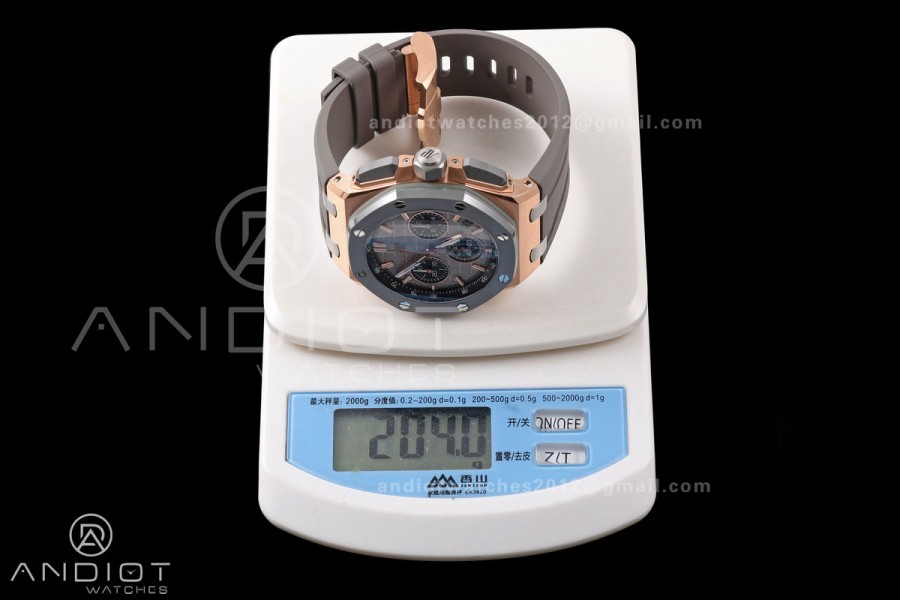 Royal Oak Offshore 26420OI RG Titanium Bezel DDF 1:1 Best Edition Gray/Black Dial on Gray Rubber Strap DD4401 Super Clone