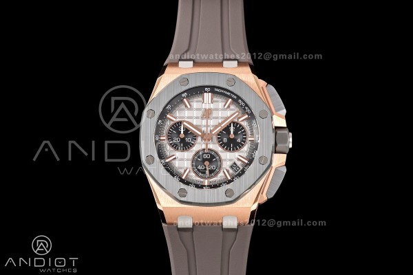 Royal Oak Offshore 26420OI RG Titanium Bezel DDF 1:1 Best Edition Gray/Black Dial on Gray Rubber Strap DD4401 Super Clone