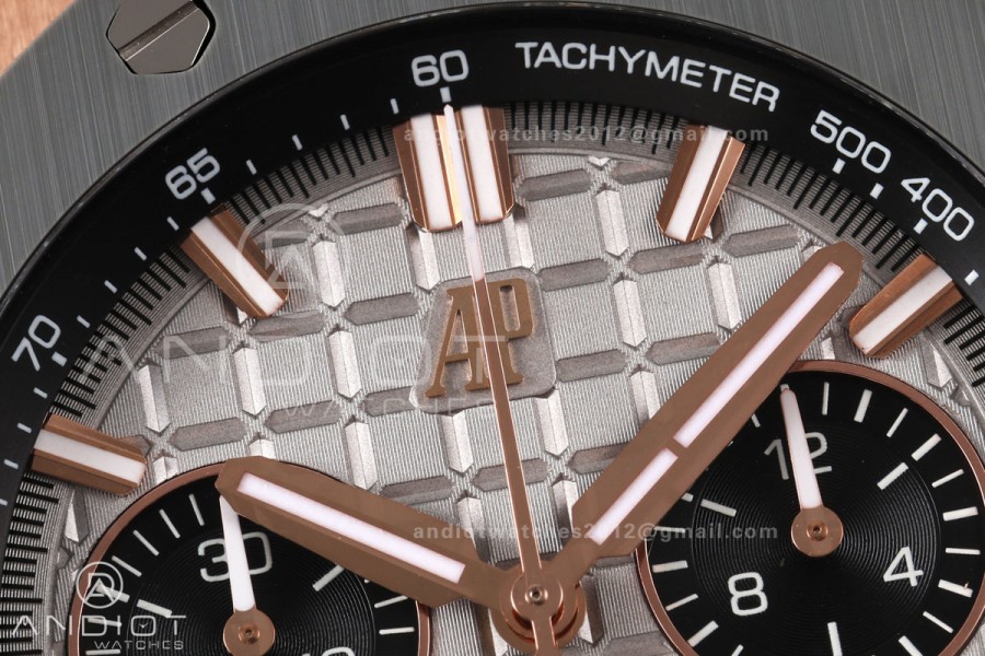 Royal Oak Offshore 26420OI RG Titanium Bezel DDF 1:1 Best Edition Gray/Black Dial on Gray Rubber Strap DD4401 Super Clone
