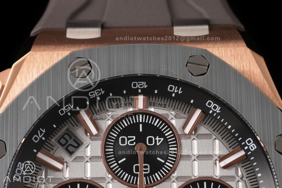 Royal Oak Offshore 26420OI RG Titanium Bezel DDF 1:1 Best Edition Gray/Black Dial on Gray Rubber Strap DD4401 Super Clone