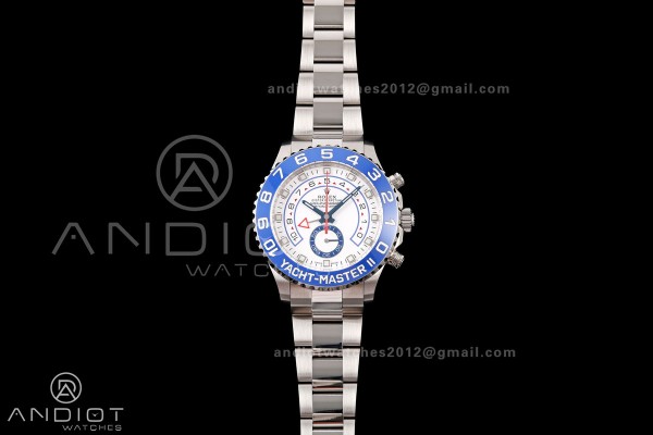 YachtMaster II 116689 SS KF 1:1 Best Edition Blue Ceramic Bezel White Dial on SS Bracelet A7750 V2