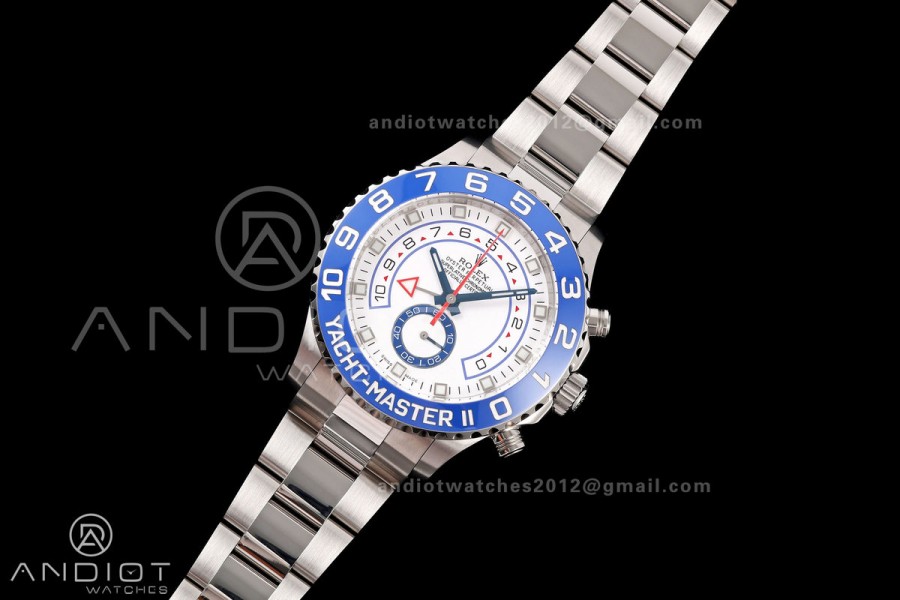 YachtMaster II 116689 SS KF 1:1 Best Edition Blue Ceramic Bezel White Dial on SS Bracelet A7750 V2