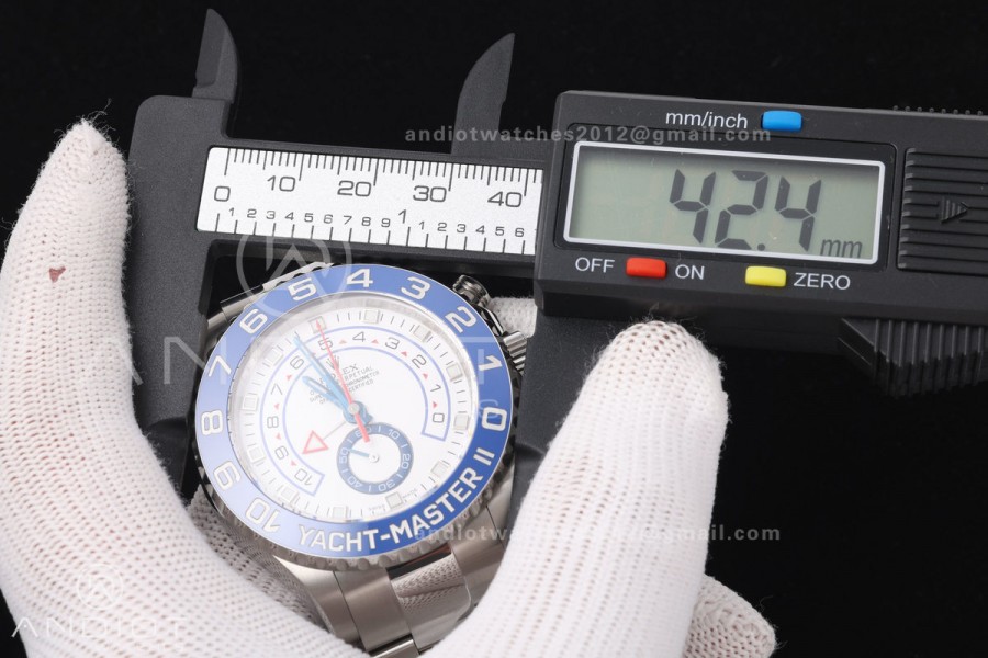 YachtMaster II 116689 SS KF 1:1 Best Edition Blue Ceramic Bezel White Dial on SS Bracelet A7750 V2