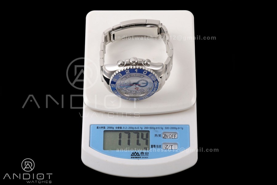 YachtMaster II 116689 SS KF 1:1 Best Edition Blue Ceramic Bezel White Dial on SS Bracelet A7750 V2