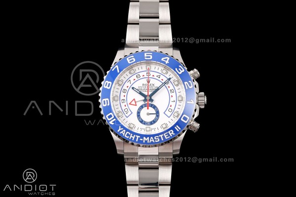 YachtMaster II 116689 SS KF 1:1 Best Edition Blue Ceramic Bezel White Dial on SS Bracelet A7750 V2