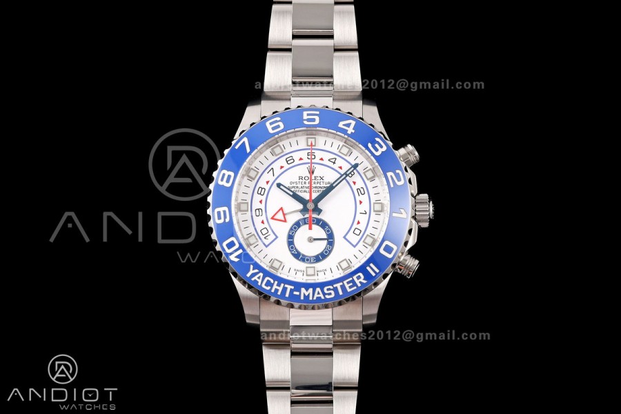 YachtMaster II 116689 SS KF 1:1 Best Edition Blue Ceramic Bezel White Dial on SS Bracelet A7750 V2
