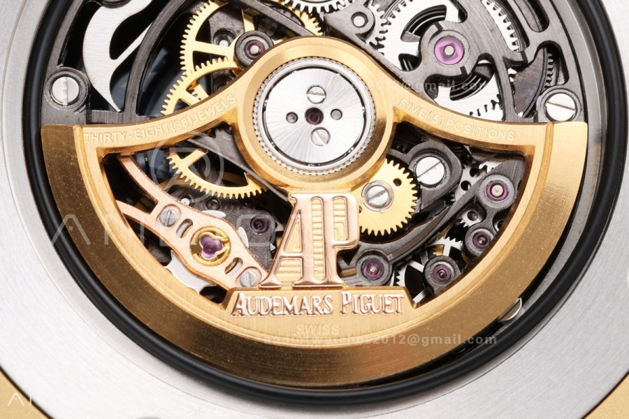 Royal Oak 41mm Openworked Frosted YG Rainbow Bezel OCTA 1:1 Best Edition on Bracelet SA3132 V3 (Free Sprung)