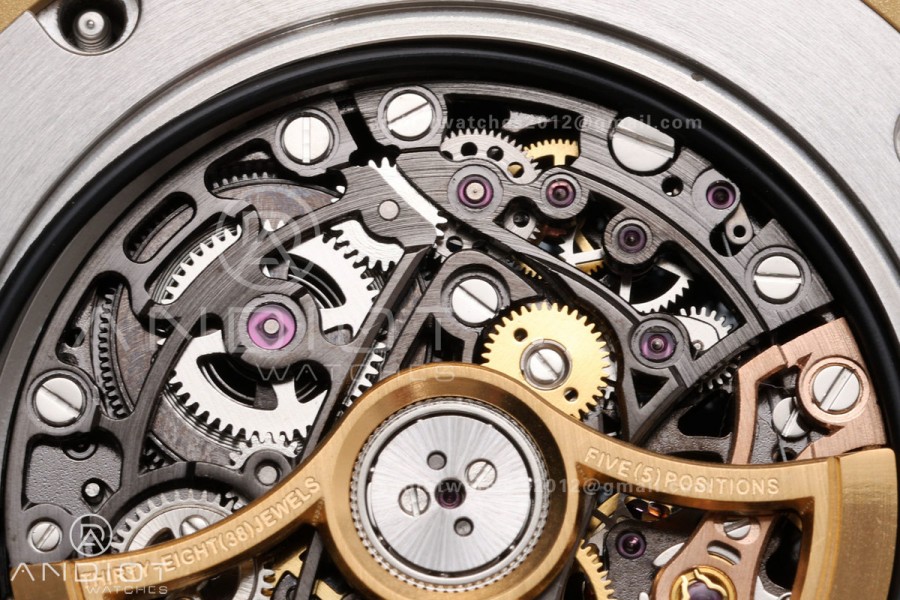 Royal Oak 41mm Openworked Frosted YG Rainbow Bezel OCTA 1:1 Best Edition on Bracelet SA3132 V3 (Free Sprung)