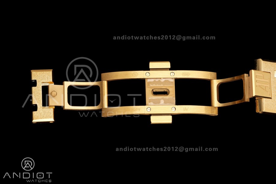 Royal Oak 41mm Openworked Frosted YG Rainbow Bezel OCTA 1:1 Best Edition on Bracelet SA3132 V3 (Free Sprung)