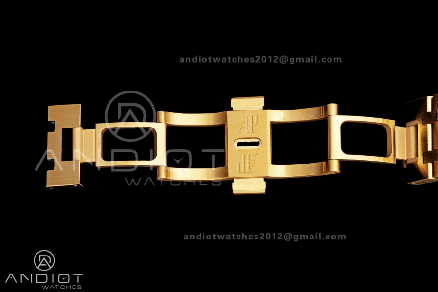 Royal Oak 41mm Openworked Frosted YG Rainbow Bezel OCTA 1:1 Best Edition on Bracelet SA3132 V3 (Free Sprung)