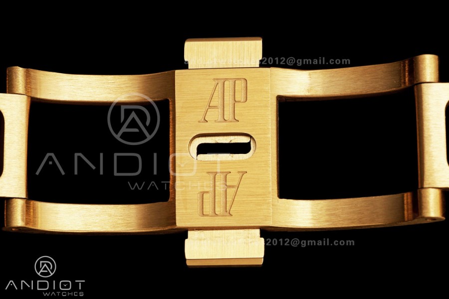 Royal Oak 41mm Openworked Frosted YG Rainbow Bezel OCTA 1:1 Best Edition on Bracelet SA3132 V3 (Free Sprung)