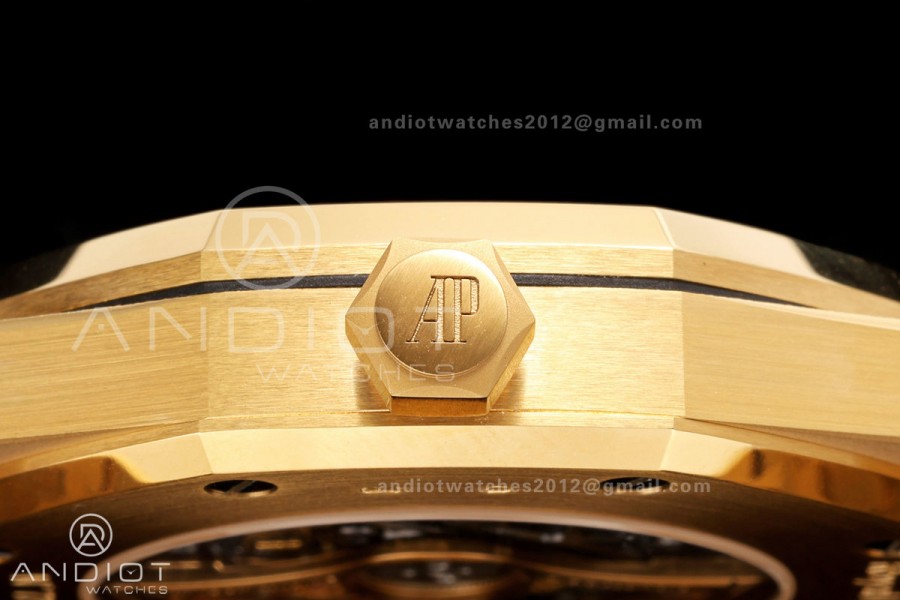 Royal Oak 41mm Openworked Frosted YG Rainbow Bezel OCTA 1:1 Best Edition on Bracelet SA3132 V3 (Free Sprung)