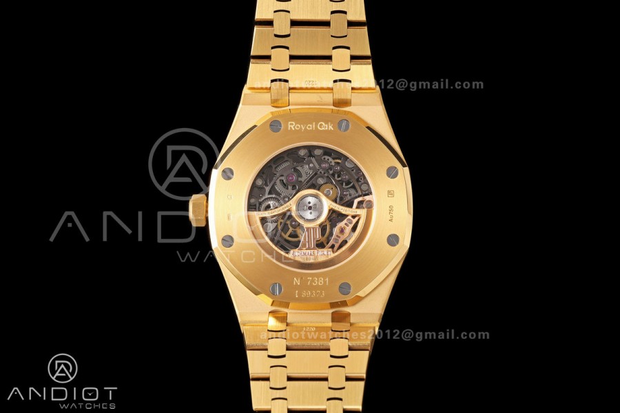 Royal Oak 41mm Openworked Frosted YG Rainbow Bezel OCTA 1:1 Best Edition on Bracelet SA3132 V3 (Free Sprung)