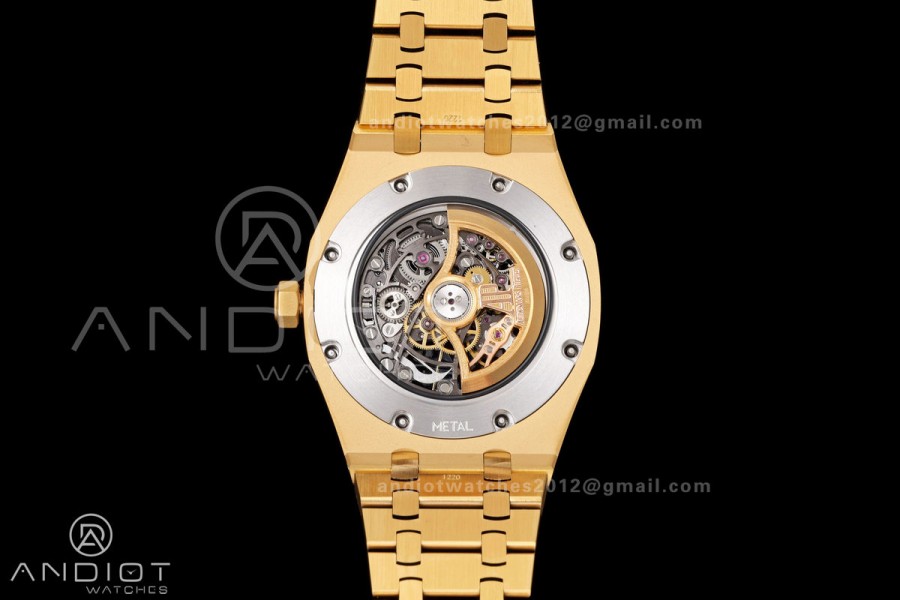 Royal Oak 41mm Openworked Frosted YG Rainbow Bezel OCTA 1:1 Best Edition on Bracelet SA3132 V3 (Free Sprung)