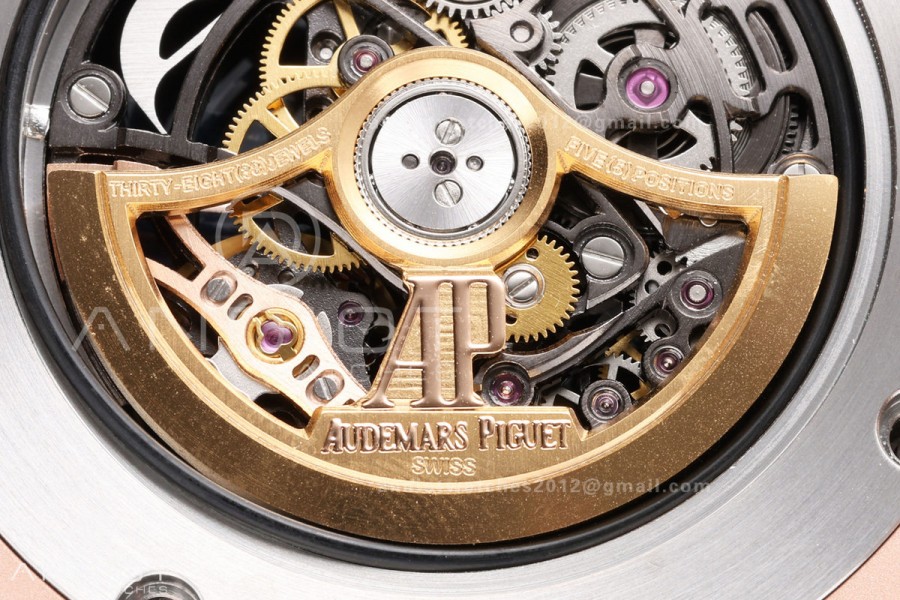 Royal Oak 41mm Openworked Frosted RG Rainbow Bezel OCTA 1:1 Best Edition on Bracelet SA3132 V3 (Free Sprung)