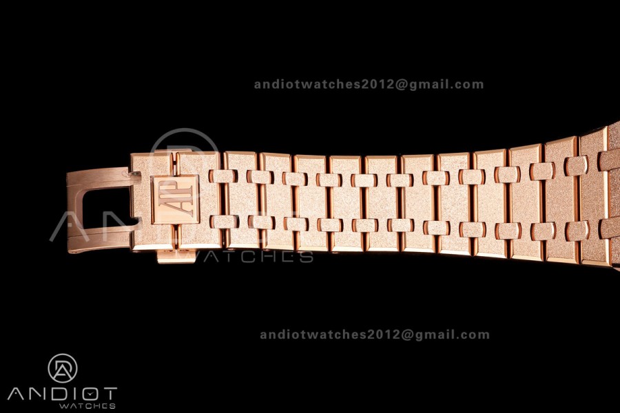 Royal Oak 41mm Openworked Frosted RG Rainbow Bezel OCTA 1:1 Best Edition on Bracelet SA3132 V3 (Free Sprung)
