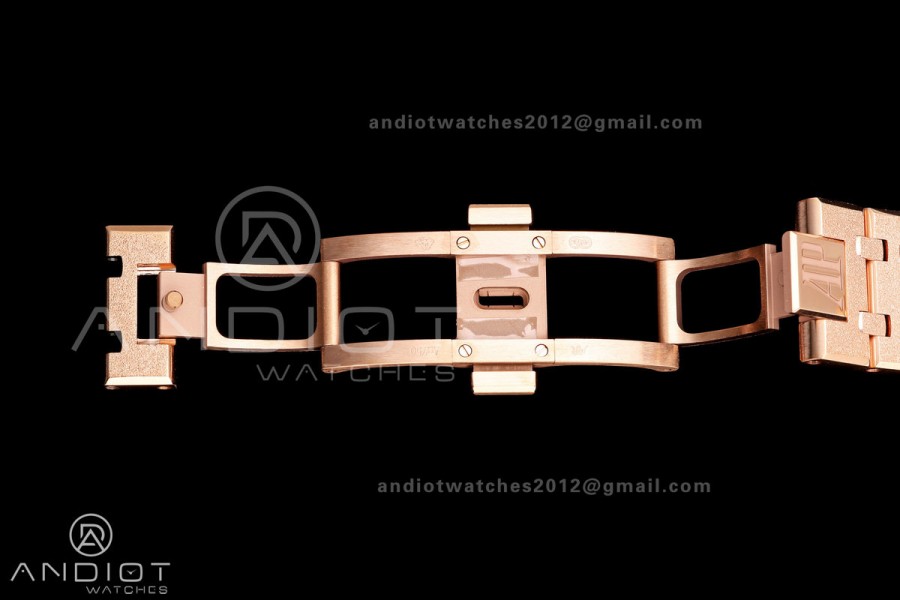 Royal Oak 41mm Openworked Frosted RG Rainbow Bezel OCTA 1:1 Best Edition on Bracelet SA3132 V3 (Free Sprung)