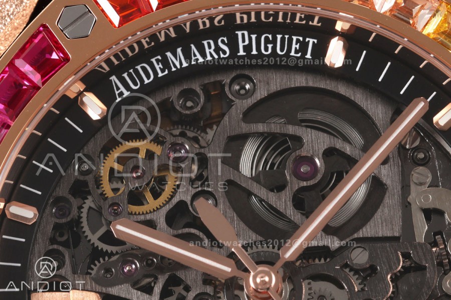 Royal Oak 41mm Openworked Frosted RG Rainbow Bezel OCTA 1:1 Best Edition on Bracelet SA3132 V3 (Free Sprung)