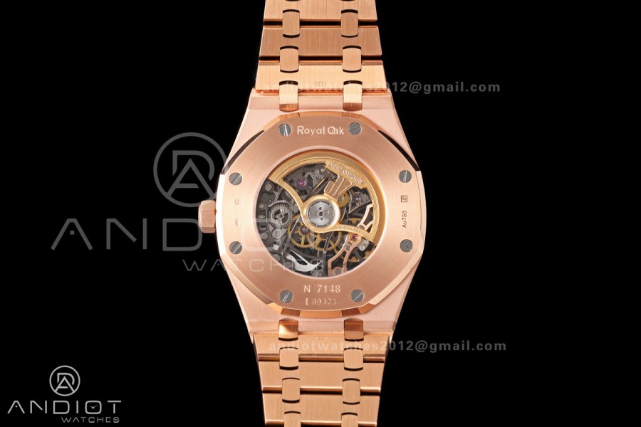 Royal Oak 41mm Openworked Frosted RG Rainbow Bezel OCTA 1:1 Best Edition on Bracelet SA3132 V3 (Free Sprung)