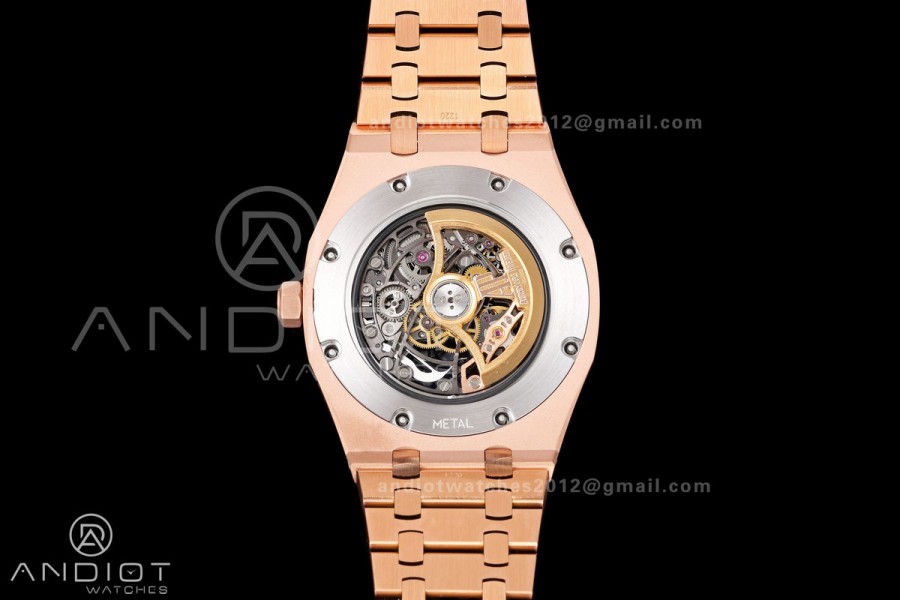 Royal Oak 41mm Openworked Frosted RG Rainbow Bezel OCTA 1:1 Best Edition on Bracelet SA3132 V3 (Free Sprung)