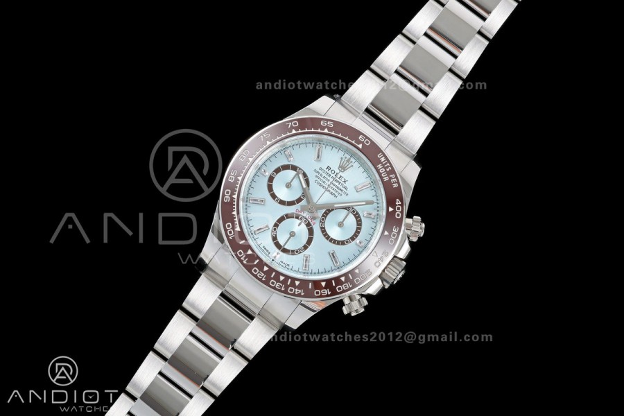 Daytona 126506 RWF 1:1 Best Edition Ice Blue Crystal Dial on SS Bracelet JH4131 Free Sprung (Weighted)