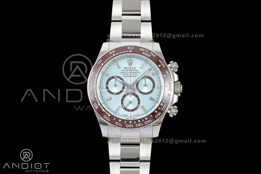 Daytona 126506 RWF 1:1 Best Edition Ice Blue Crystal Dial on SS Bracelet JH4131 Free Sprung (Weighted)