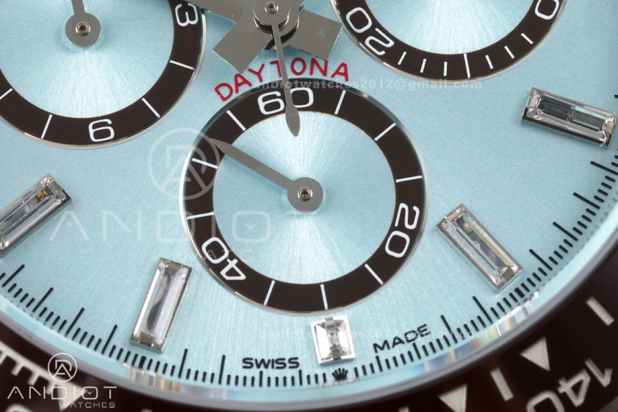 Daytona 126506 RWF 1:1 Best Edition Ice Blue Crystal Dial on SS Bracelet JH4131 Free Sprung (Weighted)
