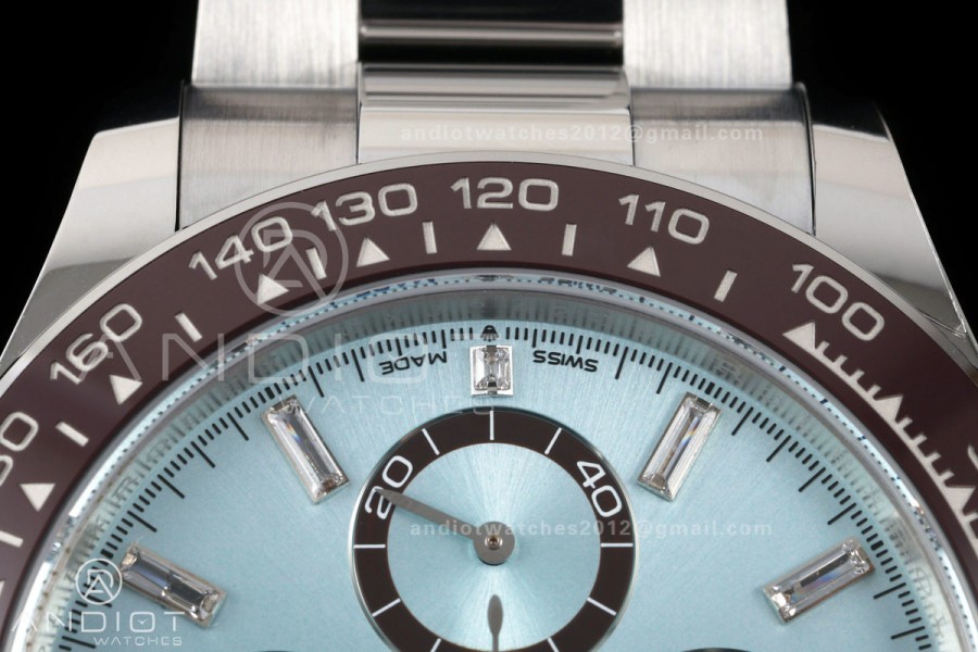 Daytona 126506 RWF 1:1 Best Edition Ice Blue Crystal Dial on SS Bracelet JH4131 Free Sprung (Weighted)