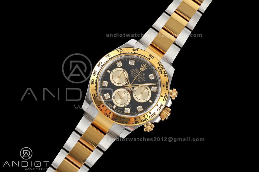 Daytona 126503 RWF 1:1 Best Edition Black Diamonds Dial on SS/YG Bracelet JH4131 Free Sprung