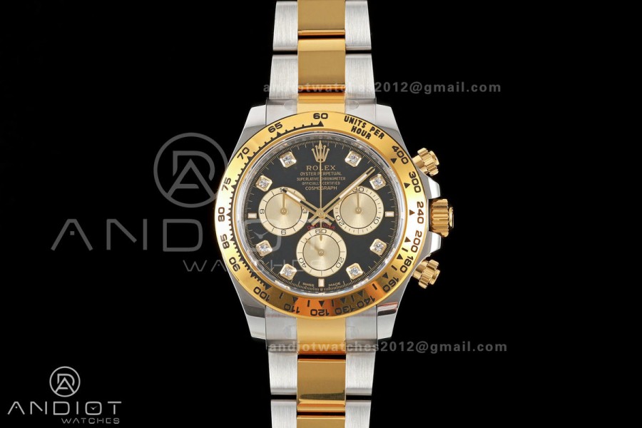 Daytona 126503 RWF 1:1 Best Edition Black Diamonds Dial on SS/YG Bracelet JH4131 Free Sprung