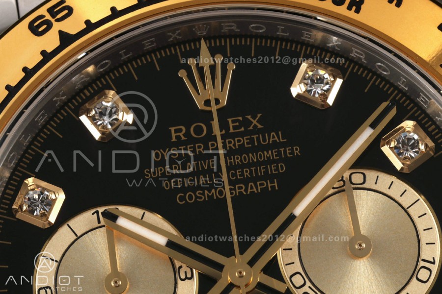 Daytona 126503 RWF 1:1 Best Edition Black Diamonds Dial on SS/YG Bracelet JH4131 Free Sprung