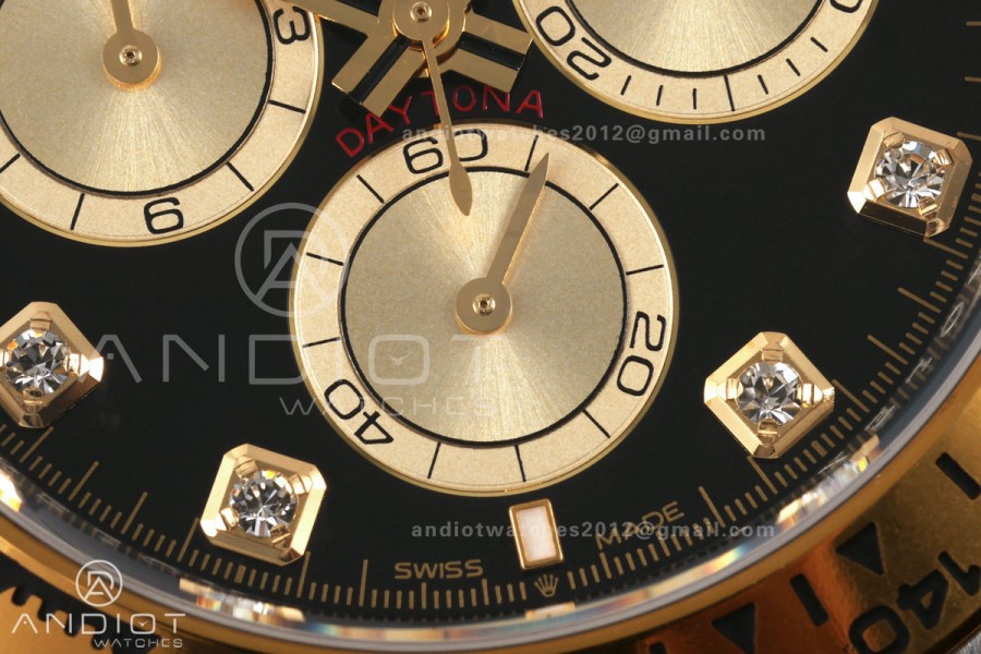 Daytona 126503 RWF 1:1 Best Edition Black Diamonds Dial on SS/YG Bracelet JH4131 Free Sprung