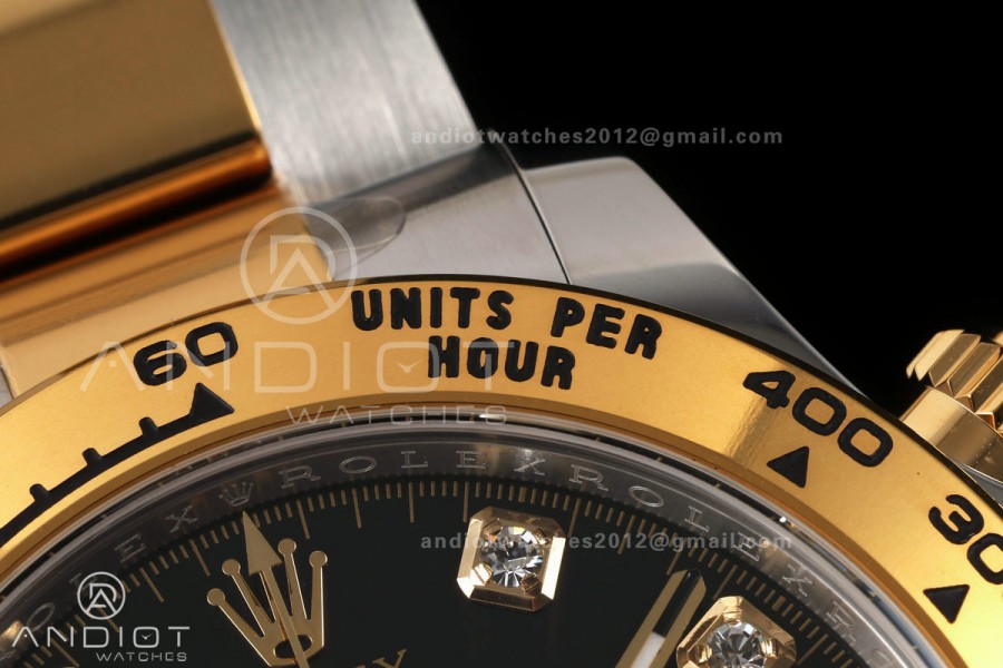 Daytona 126503 RWF 1:1 Best Edition Black Diamonds Dial on SS/YG Bracelet JH4131 Free Sprung