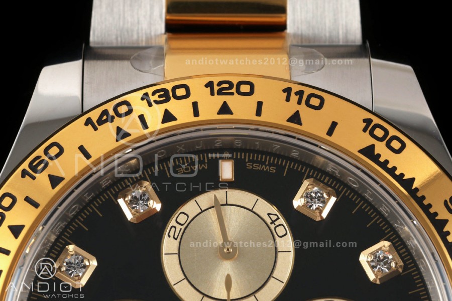 Daytona 126503 RWF 1:1 Best Edition Black Diamonds Dial on SS/YG Bracelet JH4131 Free Sprung