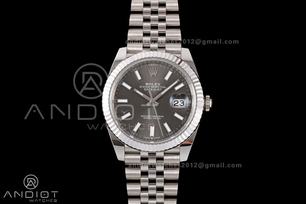 DateJust 41 126334 RWF 1:1 Best Edition Gray Stick Dial on Jubilee Bracelet JH3235 (Free Sprung)