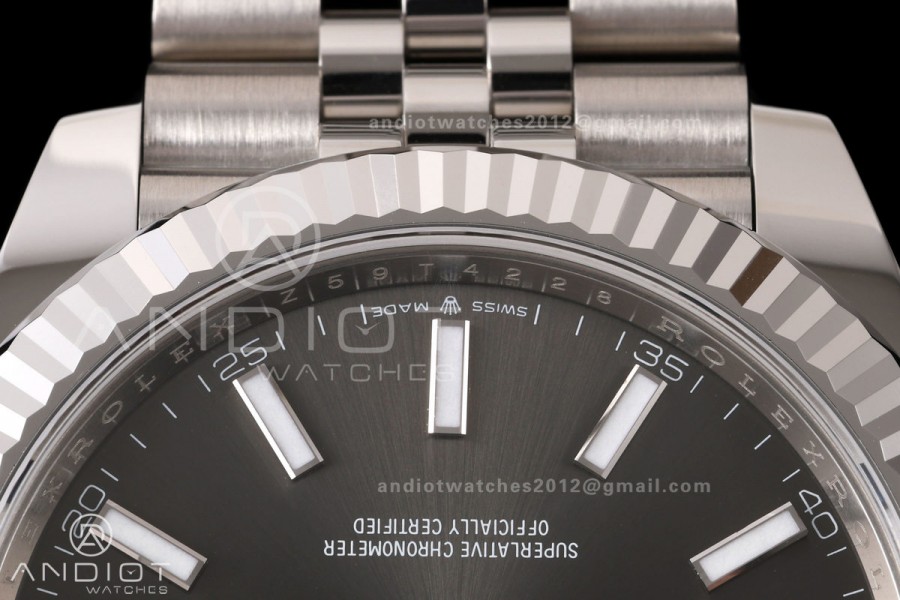 DateJust 41 126334 RWF 1:1 Best Edition Gray Stick Dial on Jubilee Bracelet JH3235 (Free Sprung)