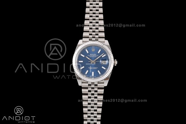 DateJust 41 126334 RWF 1:1 Best Edition Blue Stick Dial on Jubilee Bracelet JH3235 (Free Sprung)
