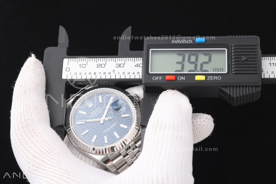 DateJust 41 126334 RWF 1:1 Best Edition Blue Textured Stick Dial on Jubilee Bracelet JH3235 (Free Sprung)