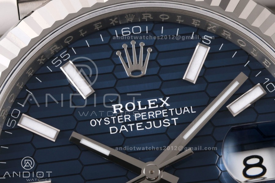 DateJust 41 126334 RWF 1:1 Best Edition Blue Textured Stick Dial on Jubilee Bracelet JH3235 (Free Sprung)