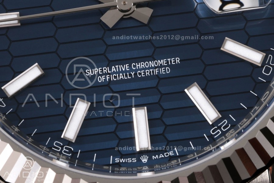 DateJust 41 126334 RWF 1:1 Best Edition Blue Textured Stick Dial on Jubilee Bracelet JH3235 (Free Sprung)