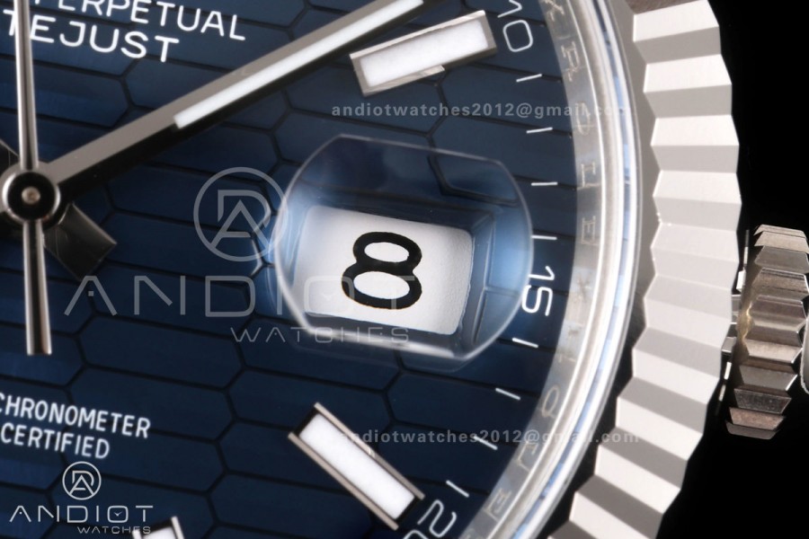 DateJust 41 126334 RWF 1:1 Best Edition Blue Textured Stick Dial on Jubilee Bracelet JH3235 (Free Sprung)