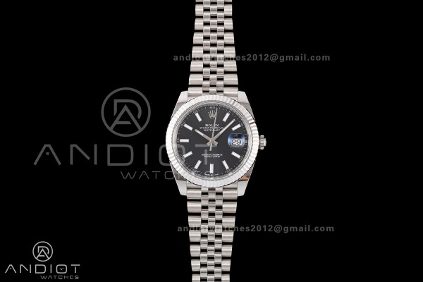 DateJust 41 126334 RWF 1:1 Best Edition Black Stick Dial on Jubilee Bracelet JH3235 (Free Sprung)