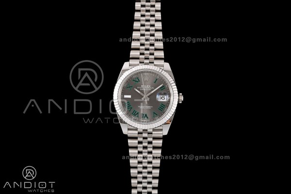 DateJust 41 126334 RWF 1:1 Best Edition Gray Dial Green Roman on Jubilee Bracelet JH3235 (Free Sprung)