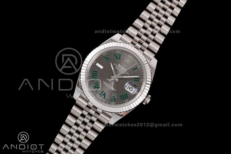 DateJust 41 126334 RWF 1:1 Best Edition Gray Dial Green Roman on Jubilee Bracelet JH3235 (Free Sprung)